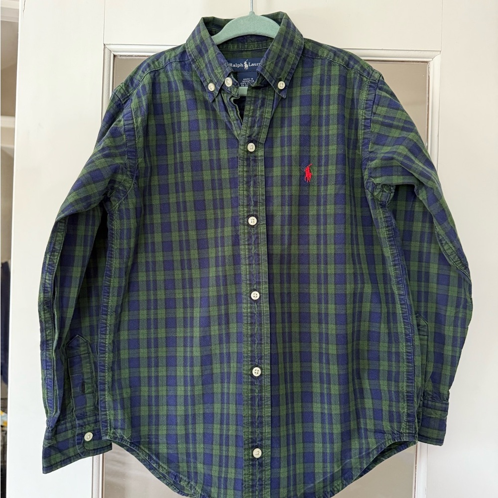 Ralph Lauren Boys Navy and Forest Check Shirt